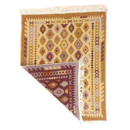 Dywan Kilim Turecki, chodnik fale romby beż/czerwień 80x100cm