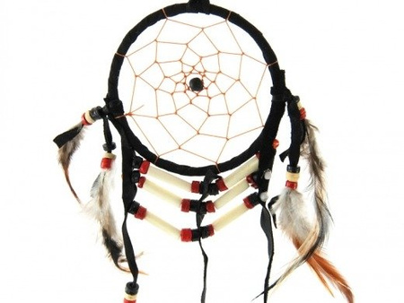 ŁAPACZ SNÓW (AMULET DREAM CATCHER ŚR. 9CM, CZARNY, ZAWIESZKA)