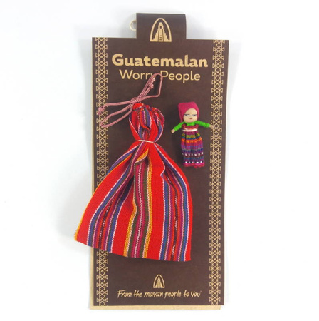 Laleczki worry dolls, zestaw 5szt (pomarańc, Gwatemala, 6cm)