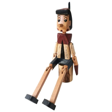 Drewniana figurka Pinokio siedzący, dekoracja 80 cm