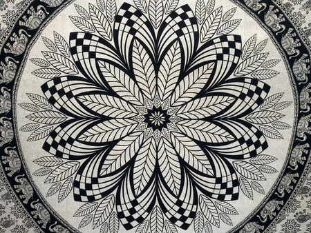 NARZUTA NA ŁÓŻKO ORIENTALNA SŁONIE (KAPA, BATIK, Z INDII, 210x130cm)