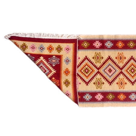 DYWAN CHODNIK KILIM TURECKI KWADRATY bordowy 60 x 180 cm