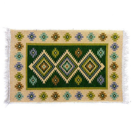 DYWAN CHODNIK KILIM TURECKI KWADRATY ZIELONY 120 x 180 cm