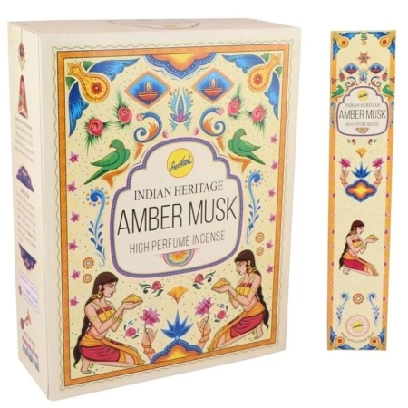 Kadzidła naturalne trociczki, patyczki Amber Musk piżmo Sreevani Indie 12 szt