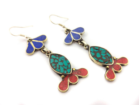 DŁUGIE KOLOROWE ETNICZNE KOLCZYKI (ETNO, ORIENTALNE)