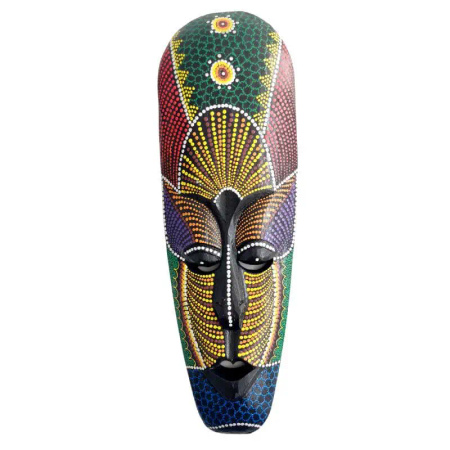 Maska drewniana z Indonezji (kolorowa, podłużna) 50 cm 