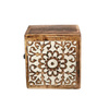 Szkatułka drewniana pudełko na drobiazgi rzeźbiona kwiat Indie