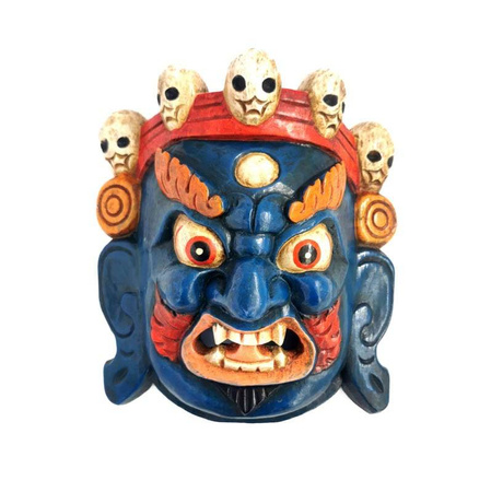 Maska drewniana mahakala (niebieska, 20cm, Tybet)