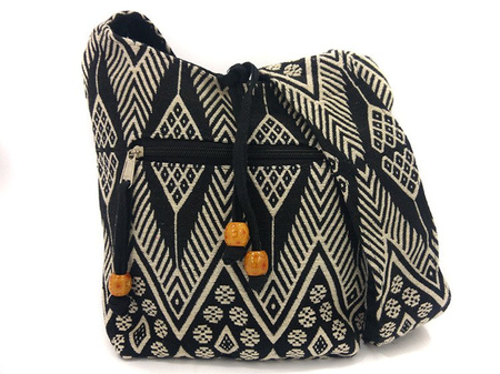 INDYJSKA TOREBKA MAŁA WOREK NA RAMIĘ (WZÓR MEXICO, BAWEŁNA, INDIE)