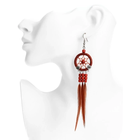 Kolczyki brązowe łapacze snów, biżuteria boho