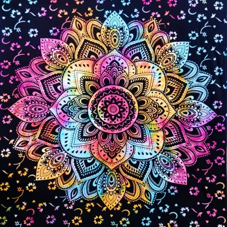 Narzuta na łóżko, kolorowa mandala, kapa, zasłona, obrus 210x140 Indie