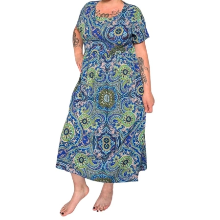 Długa sukienka damska, maxi oversize w kolorze granatowym,  XL/XXL
