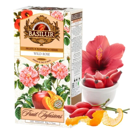 Herbata owocowa Wild Rose, bez kofeiny Basilur 25 sasz.