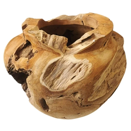 Duża donica drewniana, dekoracja, drewno teak tekowe 50 cm, Indonezja