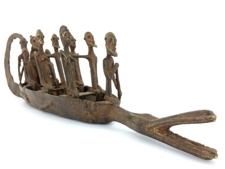 FIGURA DOGON NA ŁODZI (52 cm, Z MALI,  KOLEKCJONERKSA)