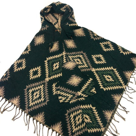 INDIAŃSKIE, CIEPŁE PONCZO Z FRĘDZLAMI NA JESIEŃ I ZIMĘ(NARZUTKA, SWETER)
