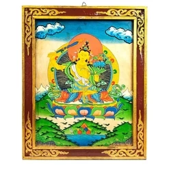 Obraz tanka Budda Manjushri panel drzewo 33x44 cm Nepal
