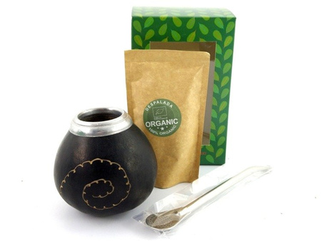 YERBA MATE ZESTAW TYKWA CALABAZA + BOMBILLA + YERBA MATE DESPALADA ORGANIC BIO 50G