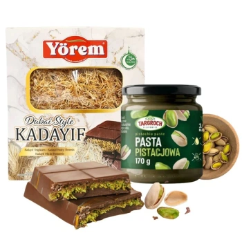 Zestaw do czekolady dubajskiej, ciasto Kataifi i pasta pistacjowa 
