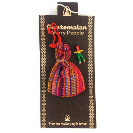 Laleczki worry dolls, zestaw 6szt (czerwony, Gwatemala, 2cm)