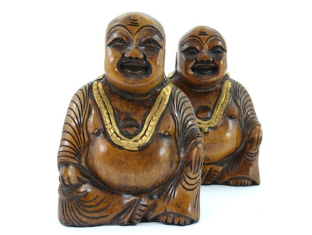 SZCZĘŚLIWY BUDDA DREWNIANA FIGURKA (WYS. 13 CM, BUDDHA, BUDDY)