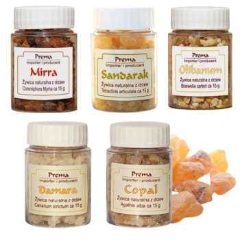 Zestaw kadzideł żywicznych Prema mirra, copal, olibanum 5 szt.