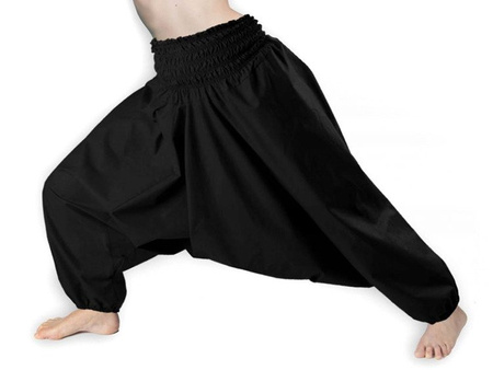 SZARAWARY SPODNIE CZARNE SZEROKA GUMKA