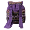 Mały plecak damsk fioletowy, w azteckie wzory, 100% bawełna