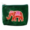 Portmonetka skórzana ze słoniem, zielona saszetka, Indie