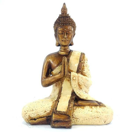 Budda figurka kremowy 20cm (medytacja, dekoracja do pokoju, do ogrodu, Indonezja)