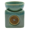 Kominek zapachowy ceramiczny zielony, moneta na szczęście