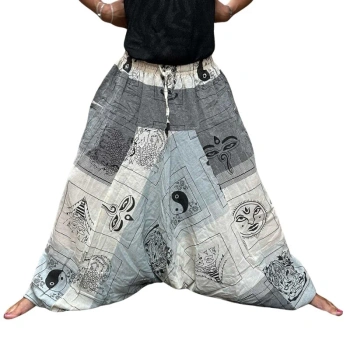 Spodnie do jogi, bawełniane szarawary, szare Nepal