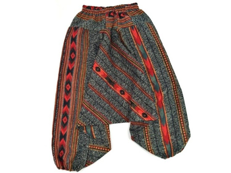 SZARAWARY SPODNIE GRUBE, ORIENTALNE NA JESIEŃ POPIELATE (ALLADYNKI, SZEROKA GUMKA)