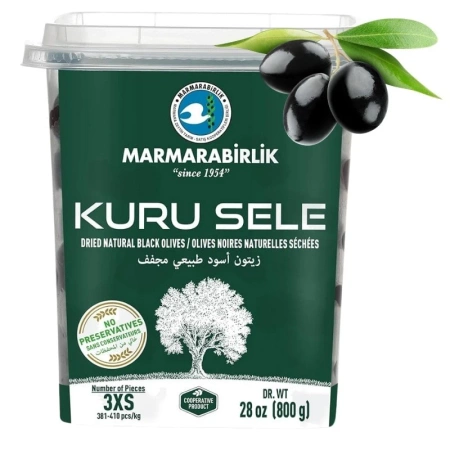 Oliwki czarne suszone tureckie, Kuru Sele Marmarabirlik, typ 3XS 800g