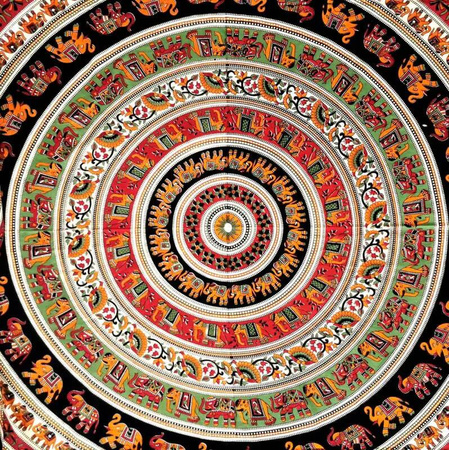Narzuta orientalna na łóżko mandala słonie Indie 210 x 240 cm