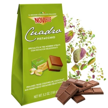 Włoskie czekoladki praliny pistacjowe oryginalne Classico Novi Quadro 150g