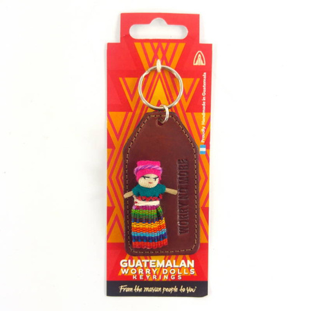 Brelok do kluczy z laleczką Worry dolls, brązowa skóra