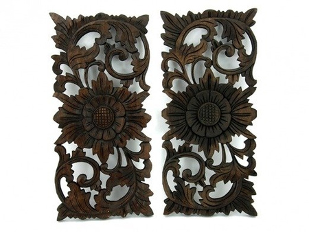 DREWNIANY DEKOR (ORIENTALNY, RZEŹBIONY, NA ŚCIANĘ, 48x23CM)