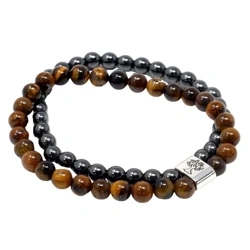 Bransoletka z kamieniem naturalnym tygrysie oko  biżuteria magnetyczna