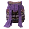 Mały plecak damsk fioletowy, w azteckie wzory, 100% bawełna