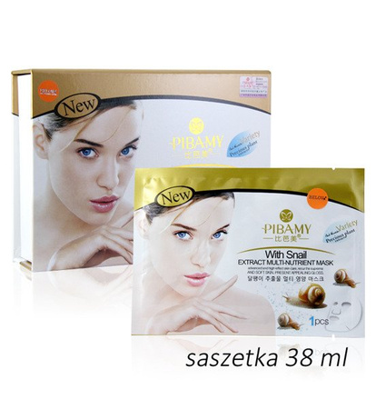 MASECZKA DO TWARZY W PŁACHCIE EKSTRAKT ZE ŚLUZU ŚLIMAKA SPŁYCA ZMARSZCZKI  (PIBAMY, NATURALNE EKSTRAKTY)