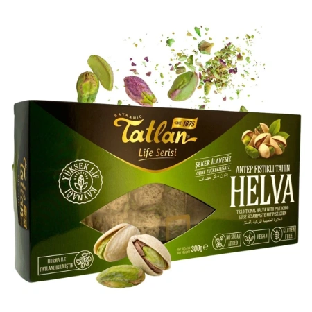 Chałwa turecka pistacjowa bez cukru słodzona daktylami Tatlan 300g