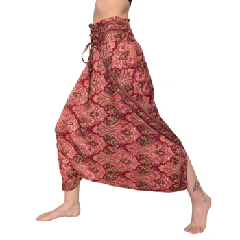 Szarawary damskie, czerwone spodnie alladynki we wzory