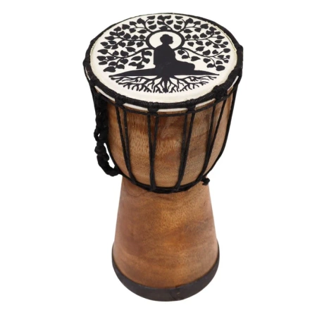 Bęben Djembe ze wzorem drzewa życia, instrument etniczny 25 cm