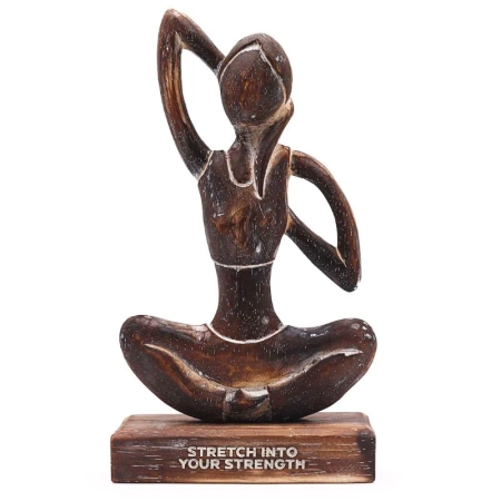 Drewniana figurka joginka, w kolorze brązowym 15 cm