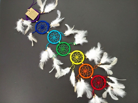 CZAKRALNY ŁAPACZ SNÓW (RĘKODZIEŁO, PIÓRA, CHAKRA, DREAMCATCHER)