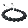 Bransoletka z kamienia wulkanicznego lawa, czarna biżuteria orientalna 7 mm