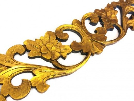 DREWNIANY ZŁOTY DEKOR (ORIENTALNY, RZEŹBIONY, NA ŚCIANĘ, 100x17CM)