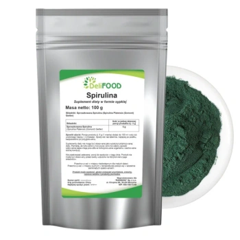 Spirulina w proszku, algi na detoks, odporność DeliFood 100g