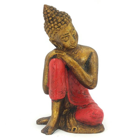 FIGURKA ŚPIĄCY BUDDA W CZERWONEJ SZACIE (WYS. 14CM, BUDDHA)